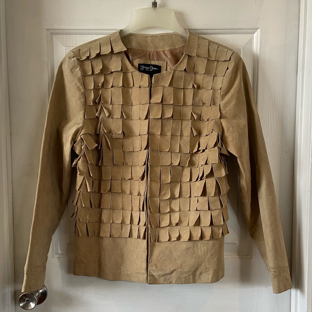 Prosper & Devine Leather Jacket Fringe Tan Lined Size Medium